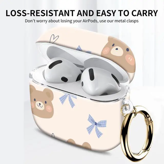 Alt view image 2 of 6 - Compatible with AirPod 4th Gen Case with Keychain, Shockproof Protective Cover for Wireless Earbuds - Lightweight & Durable Design for Women Men Girl (Cute Bear Bows)