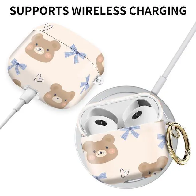 Alt view image 5 of 6 - Compatible with AirPod 4th Gen Case with Keychain, Shockproof Protective Cover for Wireless Earbuds - Lightweight & Durable Design for Women Men Girl (Cute Bear Bows)