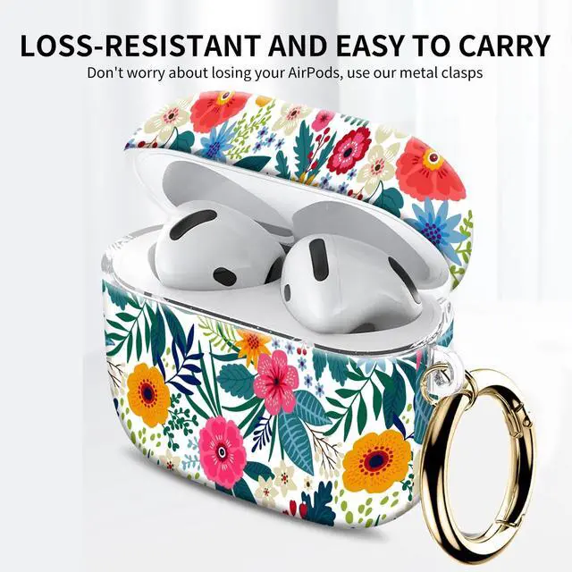 Alt view image 2 of 6 - Compatible with AirPod 4th Gen Case with Keychain, Shockproof Protective Cover for Wireless Earbuds - Lightweight & Durable Design for Women Men Girl (Cute Flower.png)