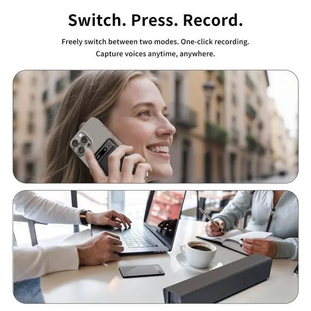 Alt view image 6 of 6 - AI Voice Recorder, Transcription, Summary, Mind Map with AI Technology Support 128 Languages, 64GB Magnetic Case Audio Recorder for Lectures, Meetings, Calls