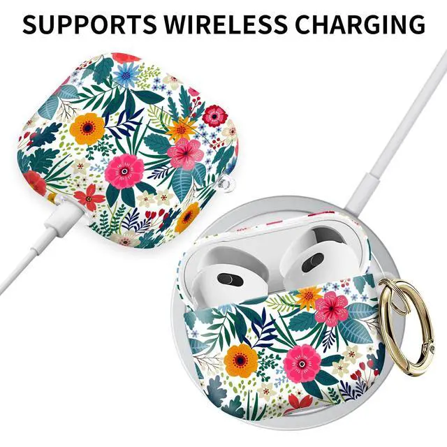 Alt view image 5 of 6 - Compatible with AirPod 4th Gen Case with Keychain, Shockproof Protective Cover for Wireless Earbuds - Lightweight & Durable Design for Women Men Girl (Cute Flower.png)