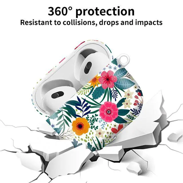 Alt view image 6 of 6 - Compatible with AirPod 4th Gen Case with Keychain, Shockproof Protective Cover for Wireless Earbuds - Lightweight & Durable Design for Women Men Girl (Cute Flower.png)