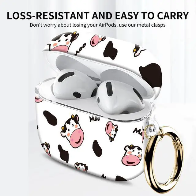 Alt view image 2 of 6 - Compatible with AirPod 4th Gen Case with Keychain, Shockproof Protective Cover for Wireless Earbuds - Lightweight & Durable Design for Women Men Girl (Cute Boho Cow)