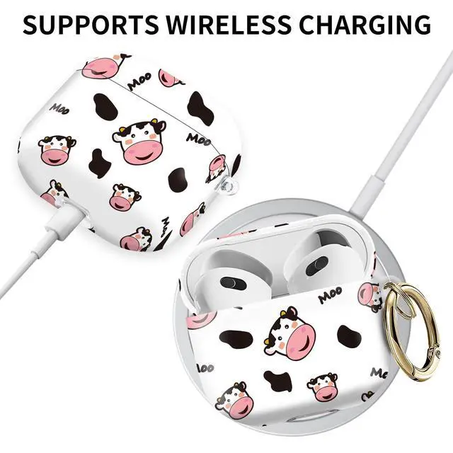 Alt view image 5 of 6 - Compatible with AirPod 4th Gen Case with Keychain, Shockproof Protective Cover for Wireless Earbuds - Lightweight & Durable Design for Women Men Girl (Cute Boho Cow)