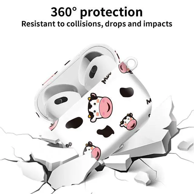 Alt view image 6 of 6 - Compatible with AirPod 4th Gen Case with Keychain, Shockproof Protective Cover for Wireless Earbuds - Lightweight & Durable Design for Women Men Girl (Cute Boho Cow)