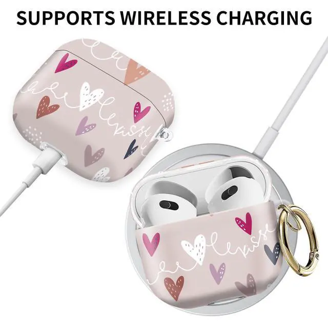 Alt view image 5 of 6 - Compatible with AirPod 4th Gen Case with Keychain, Shockproof Protective Cover for Wireless Earbuds - Lightweight & Durable Design for Women Men Girl (Cute Colorful Hearts)