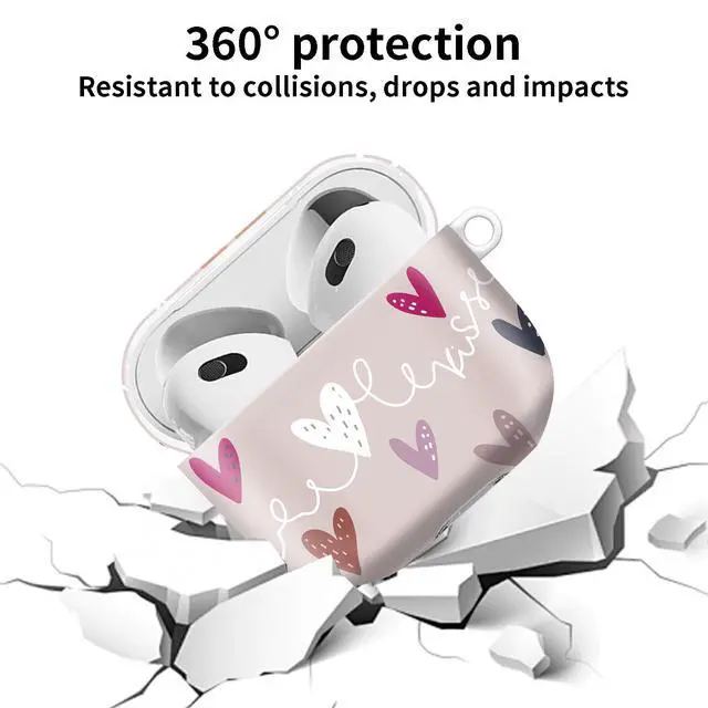 Alt view image 6 of 6 - Compatible with AirPod 4th Gen Case with Keychain, Shockproof Protective Cover for Wireless Earbuds - Lightweight & Durable Design for Women Men Girl (Cute Colorful Hearts)