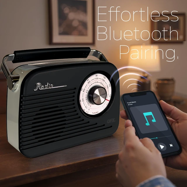 Alt view image 2 of 7 - Retro AM FM SW Portable Bluetooth Radio with Solar Panel, R-58, Black Rechargeable Battery, Supplemental Solar Charging, USB TF MP3 Player, Compact Utility Radio