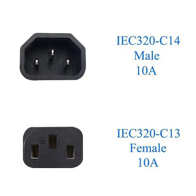 Alt view image 7 of 7 - 1M 90°Right Angle IEC C14 to C13 PDU Server Power Cord | PVC sheath, tidy wiring, fit narrow rack, for UPS monitor printer