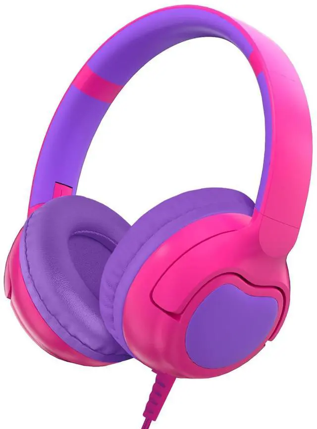 Main image of Wired Kids Headphones, Safe 85dB Volume Limit for Boys & Girls, Comfortable Earpads, Foldable Design for School, Tablets, and Travel-Rose RED