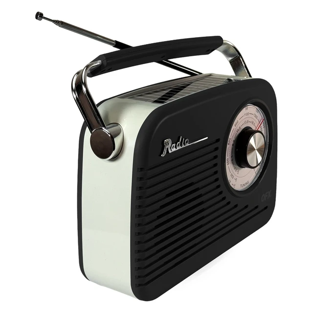 Alt view image 5 of 7 - Retro AM FM SW Portable Bluetooth Radio with Solar Panel, R-58, Black Rechargeable Battery, Supplemental Solar Charging, USB TF MP3 Player, Compact Utility Radio