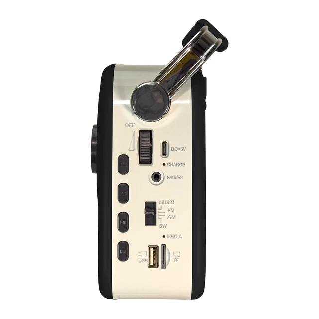 Alt view image 6 of 7 - Retro AM FM SW Portable Bluetooth Radio with Solar Panel, R-58, Black Rechargeable Battery, Supplemental Solar Charging, USB TF MP3 Player, Compact Utility Radio