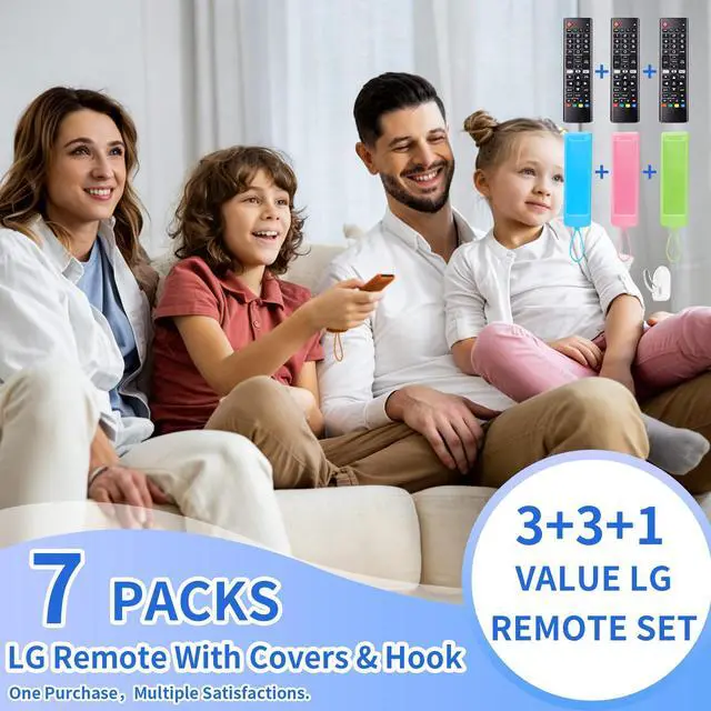 Alt view image 7 of 7 - (Pack of 3) Replacement Remote Fit LG TV Remote with Anti-Lost Glow Protective Silicone Cover & Hook, Universal for LG All Smart LCD LED HDTV UHD OLED 3D 4K TVs(Blue&Green&Light Pink)