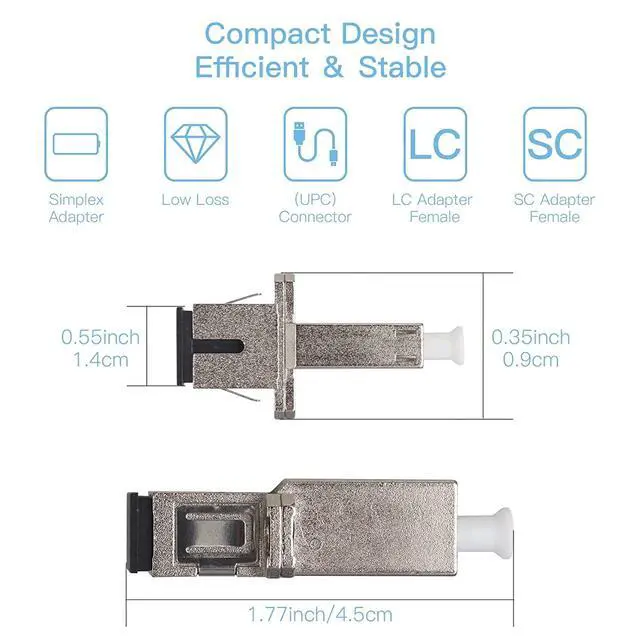 Alt view image 4 of 6 - 5 Pack Simplex Multimode/Singlemode LC Female to SC Female Fiber Optic Adapter Hybrid Connector UPC Optical Adapter Coupler/Flange