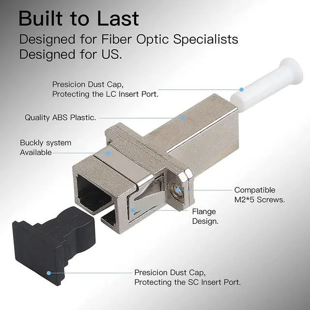 Alt view image 5 of 6 - 5 Pack Simplex Multimode/Singlemode LC Female to SC Female Fiber Optic Adapter Hybrid Connector UPC Optical Adapter Coupler/Flange