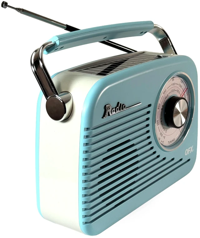 Alt view image 5 of 7 - Retro AM FM SW Portable Bluetooth Radio with Solar Panel, R-58, Blue Rechargeable Battery, Supplemental Solar Charging, USB TF MP3 Player, Compact Utility Radio