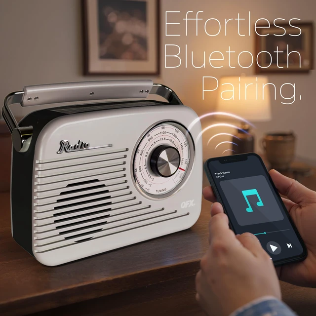 Alt view image 2 of 7 - Retro AM FM SW Portable Bluetooth Radio with Solar Panel, R-58, Ivory Rechargeable Battery, Supplemental Solar Charging, USB TF MP3 Player, Compact Utility Radio