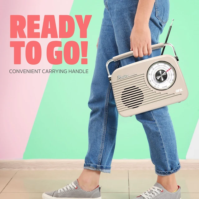 Alt view image 3 of 7 - Retro AM FM SW Portable Bluetooth Radio with Solar Panel, R-58, Ivory Rechargeable Battery, Supplemental Solar Charging, USB TF MP3 Player, Compact Utility Radio