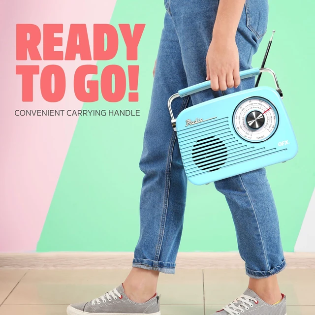 Alt view image 3 of 7 - Retro AM FM SW Portable Bluetooth Radio with Solar Panel, R-58, Blue Rechargeable Battery, Supplemental Solar Charging, USB TF MP3 Player, Compact Utility Radio