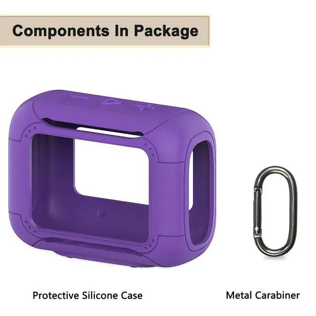 Alt view image 4 of 7 - Silicone Cover Case for JBL Go 5 Portable Bluetooth Speaker | Go 5 Speaker Accessories, Protective Case with Metal Carabiner, Shockproof and Anti-Scratch Cover (Purple)
