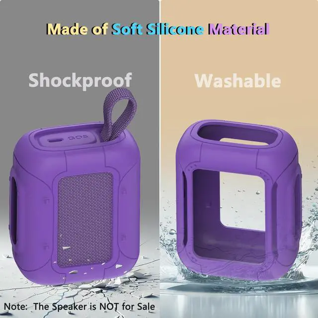 Alt view image 6 of 7 - Silicone Cover Case for JBL Go 5 Portable Bluetooth Speaker | Go 5 Speaker Accessories, Protective Case with Metal Carabiner, Shockproof and Anti-Scratch Cover (Purple)
