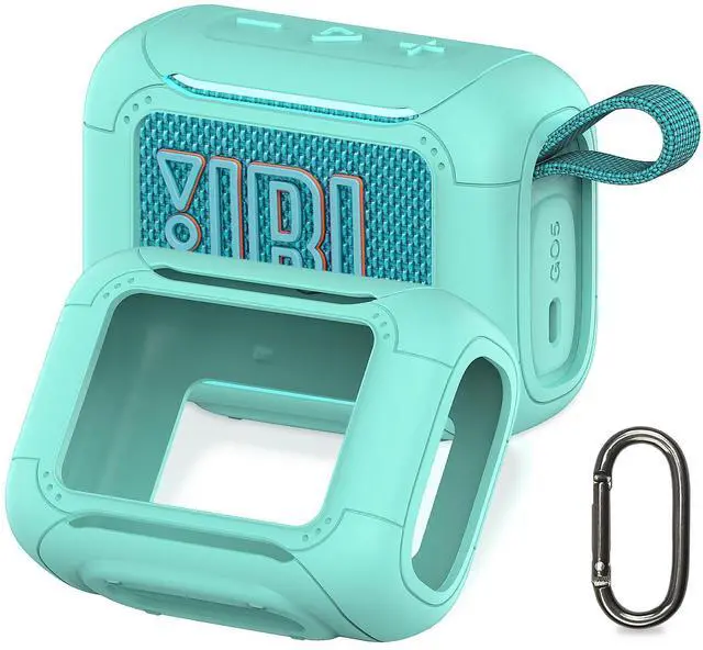 Main image of Silicone Cover Case for JBL Go 5 Portable Bluetooth Speaker | Go 5 Speaker Accessories, Protective Case with Metal Carabiner, Shockproof and Anti-Scratch Cover (Teal)