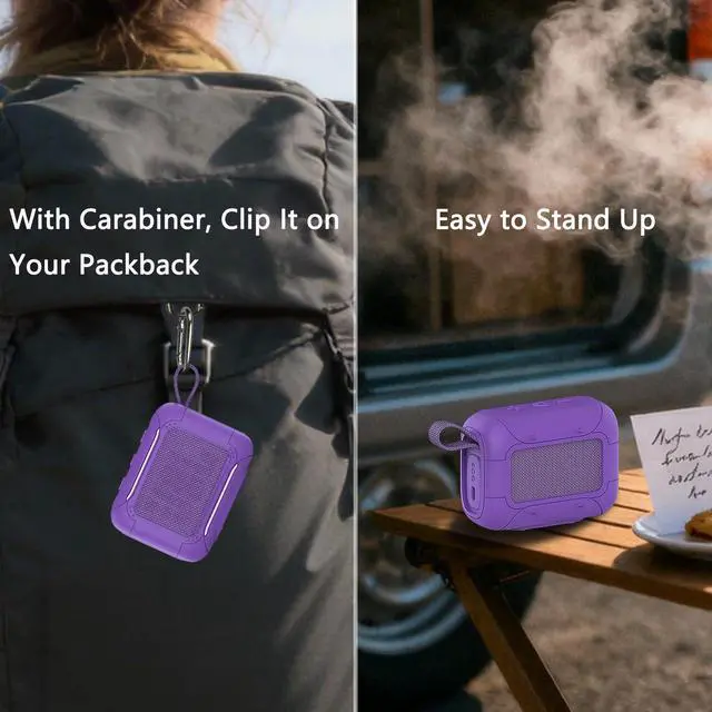 Alt view image 7 of 7 - Silicone Cover Case for JBL Go 5 Portable Bluetooth Speaker | Go 5 Speaker Accessories, Protective Case with Metal Carabiner, Shockproof and Anti-Scratch Cover (Purple)