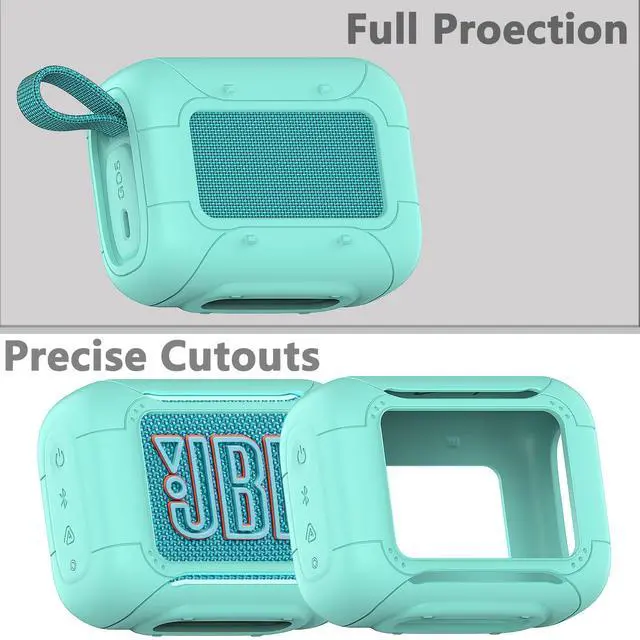 Alt view image 3 of 7 - Silicone Cover Case for JBL Go 5 Portable Bluetooth Speaker | Go 5 Speaker Accessories, Protective Case with Metal Carabiner, Shockproof and Anti-Scratch Cover (Teal)