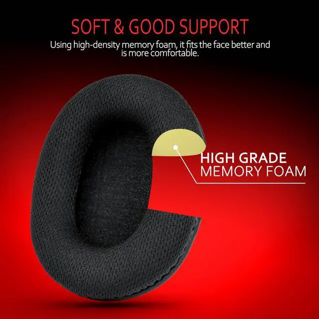 Alt view image 2 of 6 - Turtle Beach Headset Ear Pads, Breathable Fabric ath-m50x Replacement Pads for Turtle Beach Stealth 600/700/520 and ath m50x/M40X/M30X, Gaming Studio Headsets, Black