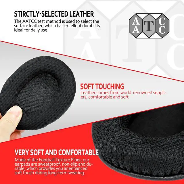 Alt view image 5 of 6 - Turtle Beach Headset Ear Pads, Breathable Fabric ath-m50x Replacement Pads for Turtle Beach Stealth 600/700/520 and ath m50x/M40X/M30X, Gaming Studio Headsets, Black