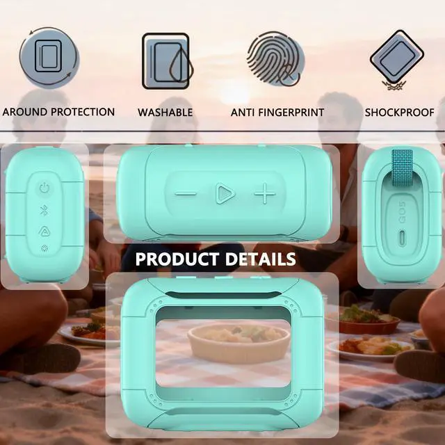 Alt view image 5 of 7 - Silicone Cover Case for JBL Go 5 Portable Bluetooth Speaker | Go 5 Speaker Accessories, Protective Case with Metal Carabiner, Shockproof and Anti-Scratch Cover (Teal)