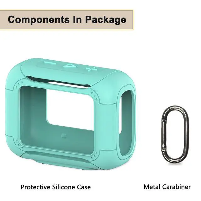 Alt view image 4 of 7 - Silicone Cover Case for JBL Go 5 Portable Bluetooth Speaker | Go 5 Speaker Accessories, Protective Case with Metal Carabiner, Shockproof and Anti-Scratch Cover (Teal)