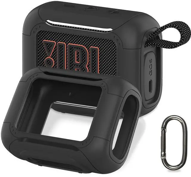 Main image of Silicone Cover Case for JBL Go 5 Portable Bluetooth Speaker | Go 5 Speaker Accessories, Protective Case with Metal Carabiner, Shockproof and Anti-Scratch Cover (Black)