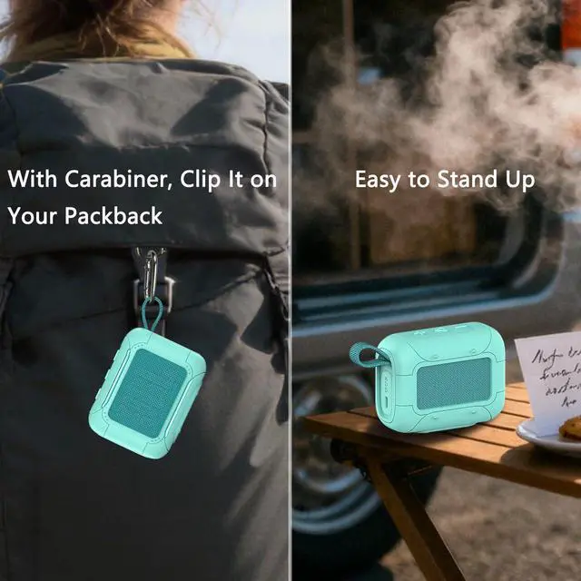 Alt view image 7 of 7 - Silicone Cover Case for JBL Go 5 Portable Bluetooth Speaker | Go 5 Speaker Accessories, Protective Case with Metal Carabiner, Shockproof and Anti-Scratch Cover (Teal)