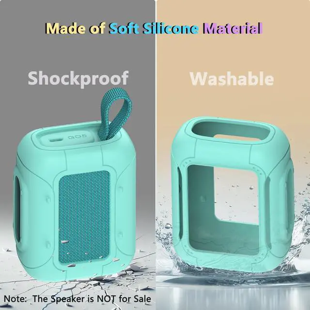 Alt view image 6 of 7 - Silicone Cover Case for JBL Go 5 Portable Bluetooth Speaker | Go 5 Speaker Accessories, Protective Case with Metal Carabiner, Shockproof and Anti-Scratch Cover (Teal)