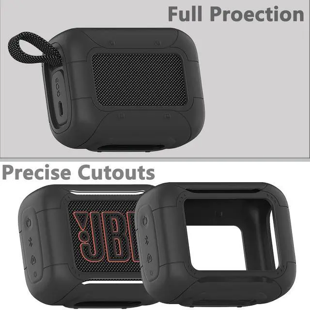 Alt view image 3 of 7 - Silicone Cover Case for JBL Go 5 Portable Bluetooth Speaker | Go 5 Speaker Accessories, Protective Case with Metal Carabiner, Shockproof and Anti-Scratch Cover (Black)