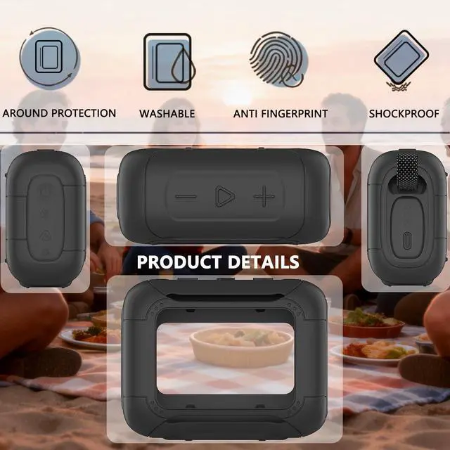 Alt view image 5 of 7 - Silicone Cover Case for JBL Go 5 Portable Bluetooth Speaker | Go 5 Speaker Accessories, Protective Case with Metal Carabiner, Shockproof and Anti-Scratch Cover (Black)