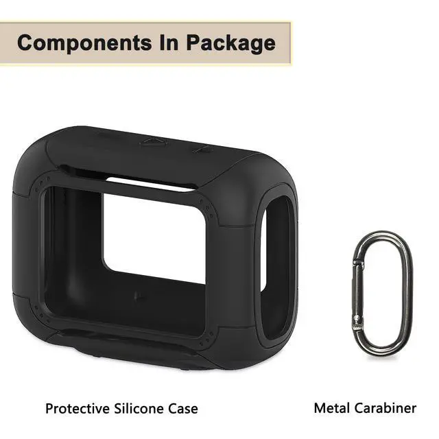 Alt view image 4 of 7 - Silicone Cover Case for JBL Go 5 Portable Bluetooth Speaker | Go 5 Speaker Accessories, Protective Case with Metal Carabiner, Shockproof and Anti-Scratch Cover (Black)