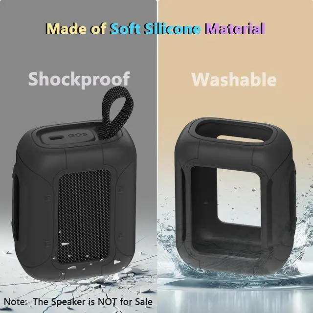 Alt view image 6 of 7 - Silicone Cover Case for JBL Go 5 Portable Bluetooth Speaker | Go 5 Speaker Accessories, Protective Case with Metal Carabiner, Shockproof and Anti-Scratch Cover (Black)
