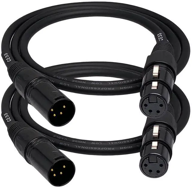 Alt view image 2 of 5 - 4-Pin XLR Male to Female Balanced Extension Cable, 3 ft, 2-Pack