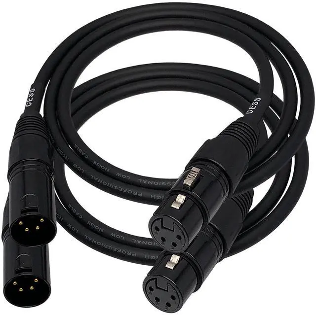 Alt view image 5 of 5 - 4-Pin XLR Male to Female Balanced Extension Cable, 3 ft, 2-Pack