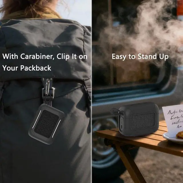 Alt view image 7 of 7 - Silicone Cover Case for JBL Go 5 Portable Bluetooth Speaker | Go 5 Speaker Accessories, Protective Case with Metal Carabiner, Shockproof and Anti-Scratch Cover (Black)