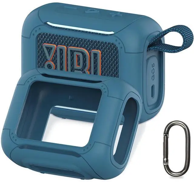 Main image of Silicone Cover Case for JBL Go 5 Portable Bluetooth Speaker | Go 5 Speaker Accessories, Protective Case with Metal Carabiner, Shockproof and Anti-Scratch Cover (Blue)