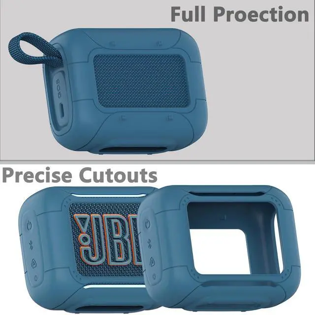 Alt view image 3 of 7 - Silicone Cover Case for JBL Go 5 Portable Bluetooth Speaker | Go 5 Speaker Accessories, Protective Case with Metal Carabiner, Shockproof and Anti-Scratch Cover (Blue)