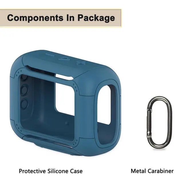 Alt view image 4 of 7 - Silicone Cover Case for JBL Go 5 Portable Bluetooth Speaker | Go 5 Speaker Accessories, Protective Case with Metal Carabiner, Shockproof and Anti-Scratch Cover (Blue)