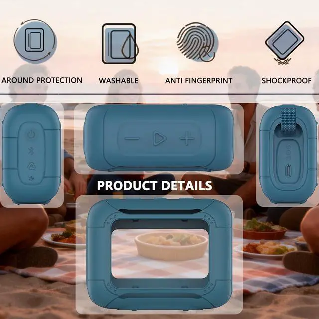 Alt view image 5 of 7 - Silicone Cover Case for JBL Go 5 Portable Bluetooth Speaker | Go 5 Speaker Accessories, Protective Case with Metal Carabiner, Shockproof and Anti-Scratch Cover (Blue)