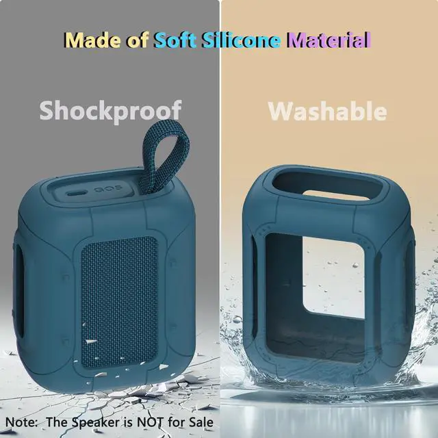 Alt view image 6 of 7 - Silicone Cover Case for JBL Go 5 Portable Bluetooth Speaker | Go 5 Speaker Accessories, Protective Case with Metal Carabiner, Shockproof and Anti-Scratch Cover (Blue)