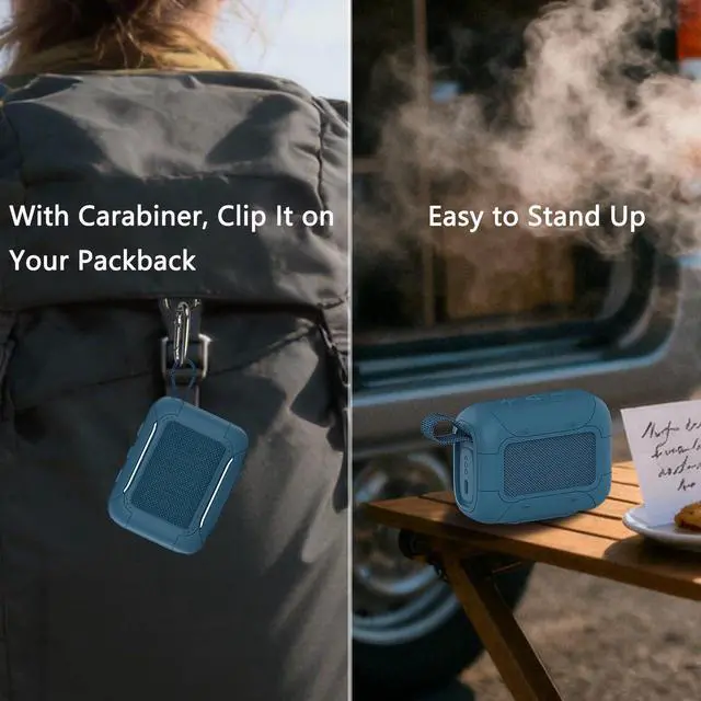 Alt view image 7 of 7 - Silicone Cover Case for JBL Go 5 Portable Bluetooth Speaker | Go 5 Speaker Accessories, Protective Case with Metal Carabiner, Shockproof and Anti-Scratch Cover (Blue)