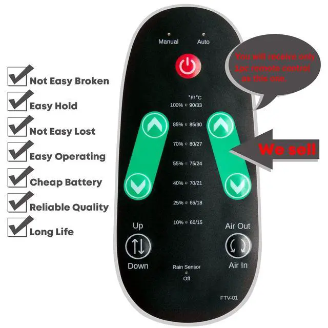 Alt view image 3 of 7 - Replacement Remote Control for Dometic Fan-Tastic Vent Roof Vent 7350 6350