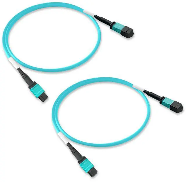 Main image of 2Pcs 0.5m MPO Fiber Optic Patch Cord, OM3-150 Multi-Mode Cable Jumper Plug, Female to Female, 12 Core 6 Channel Type B, PC end face, LSZH 3.0mm, Compatible with 8 Core 4 Channel MPO